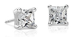 Princess-Cut Diamond Stud Earrings in Platinum