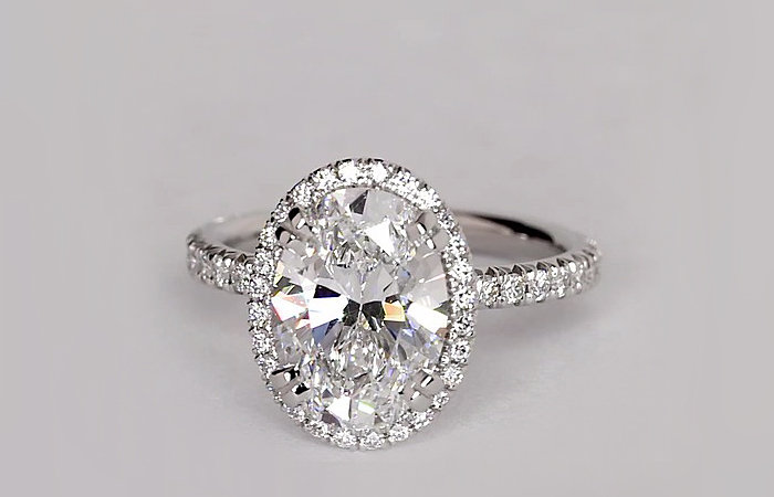 Blue Nile Studio Oval Cut Heiress Halo Diamond Engagement Ring in Platinum set with a 2.51 Carat oval diamond Blue Nile Studio Oval Cut Heiress Halo Diamond Engagement Ring in Platinum set with a 2.51 Carat oval diamond