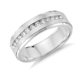 Men's channel-set diamond wedding band