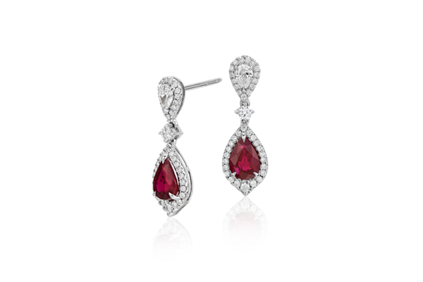 Ruby and Diamond drop earrings