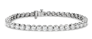 Classic round diamond tennis bracelet in 14k white gold.