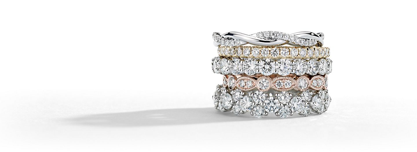 A stack of four diamond rings