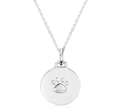Necklace featuring a paw imprint.