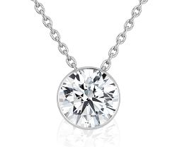 Floating Diamond Solitaire Pendant in 14k White Gold