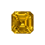 Asscher shape diamond with a dark yellow color