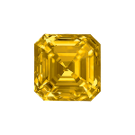 Asscher shape diamond with a deep yellow color