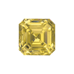 Asscher shape diamond with a fancy yellow color