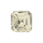 Asscher shape diamond with a faint yellow color