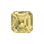Asscher shape diamond with a light yellow color