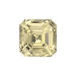 Asscher shape diamond with a very light yellow color