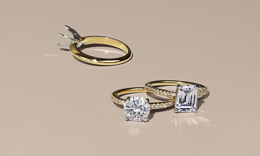 Diamante rings with different diamond shapes