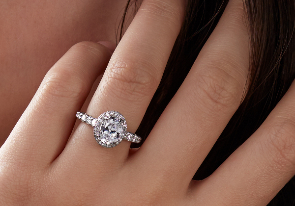 Bella Vaughan engagement ring on a woman's hand.