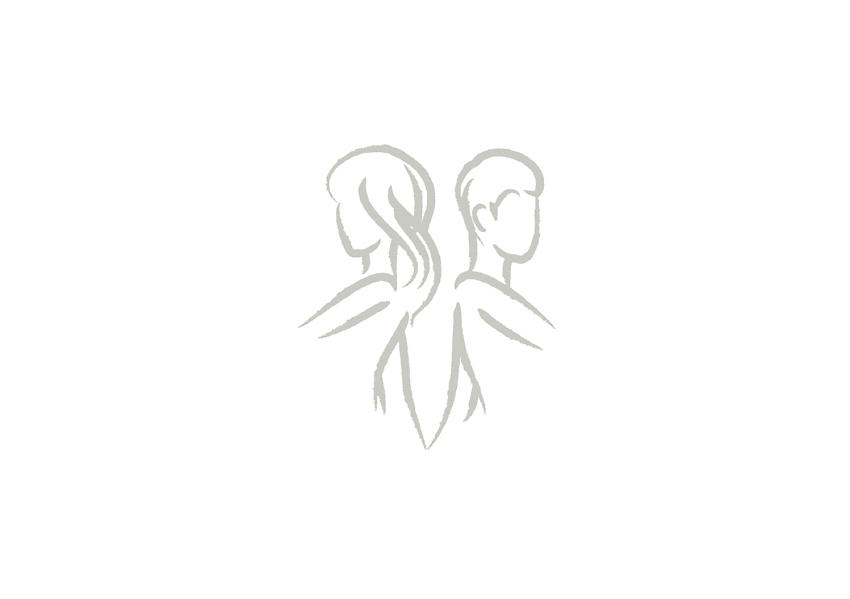An illustration of a pair of twins, the zodiac symbol for Gemini, using hand-drawn gray brush strokes