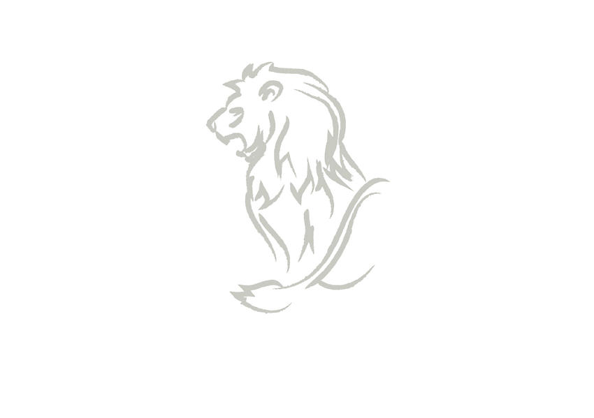 An illustration of a lion roaring, the zodiac symbol for Leo, using hand-drawn grey brush strokes