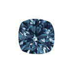 Cushion shape diamond selected with a deep blue colour