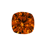 Cushion shape diamond with a dark orange color