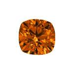 Cushion shape diamond selected with a deep orange color