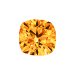 Cushion shape diamond with a vivid orange color