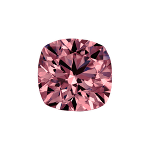 Cushion shape diamond with a dark pink color