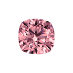 Cushion shape diamond with a deep pink color