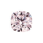 Cushion shape diamond with a light pink color