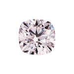 Cushion shape diamond with a very light pink color