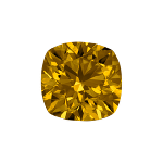 Cushion shape diamond with a dark yellow colour