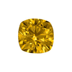 0.76-Carat Deep Brownish Orangy Yellow Cushion Cut Diamond