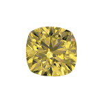 Cushion shape diamond with a fancy yellow colour
