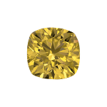 Cushion shape diamond selected with a intense yellow colour
