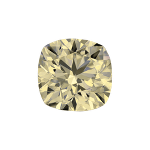 Cushion shape diamond with a very light yellow colour