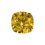 Cushion shape diamond with a vivid yellow colour