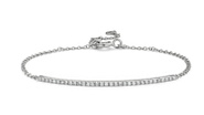 14k white gold cable chain bracelet with a bar of pavé-set diamonds.