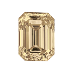 Emerald shape diamond with a light brown colour
