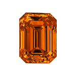 Emerald shape diamond with a dark orange color