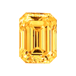 Emerald shape diamond with a intense orange color