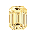 Emerald shape diamond with a very light orange color