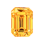Emerald shape diamond with a vivid orange color