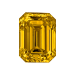 Emerald shape diamond with a dark yellow color