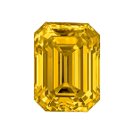 Emerald shape diamond with a deep yellow color