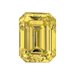 Emerald shape diamond with a fancy yellow color