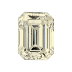 Emerald shape diamond with a faint yellow color