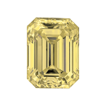 Emerald shape diamond with a light yellow color