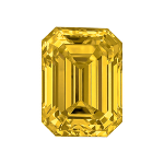 Emerald shape diamond with a vivid yellow color