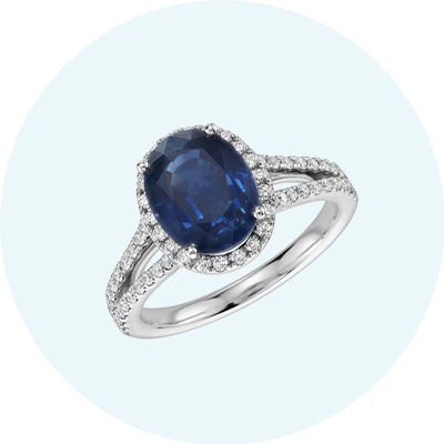 蓝宝石光环戒指 
