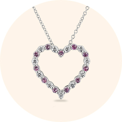 Floating Pink Sapphire and Diamond Heart Shaped Pendant