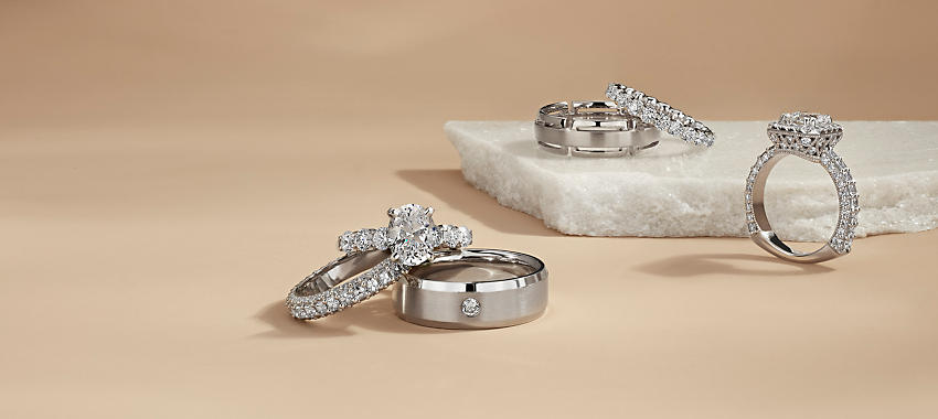 White gold and diamond engagement rings 