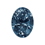 Oval shape diamond with a dark blue colour