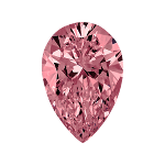 Pear shape diamond with a dark pink color