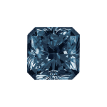 Radiant shape diamond with a dark blue colour